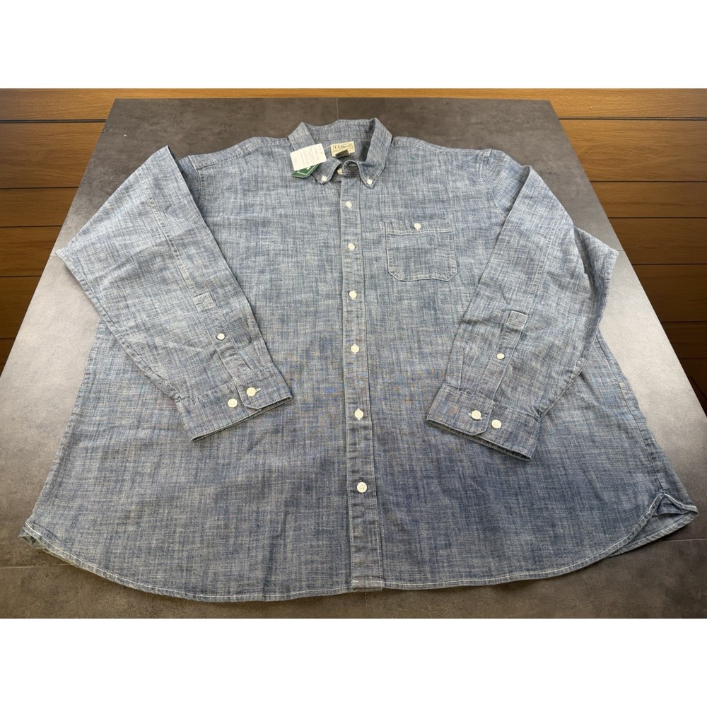 L.L.Bean Comfort Stretch Men's Chambray Shirt Size 2XL Traditional Fit NWT